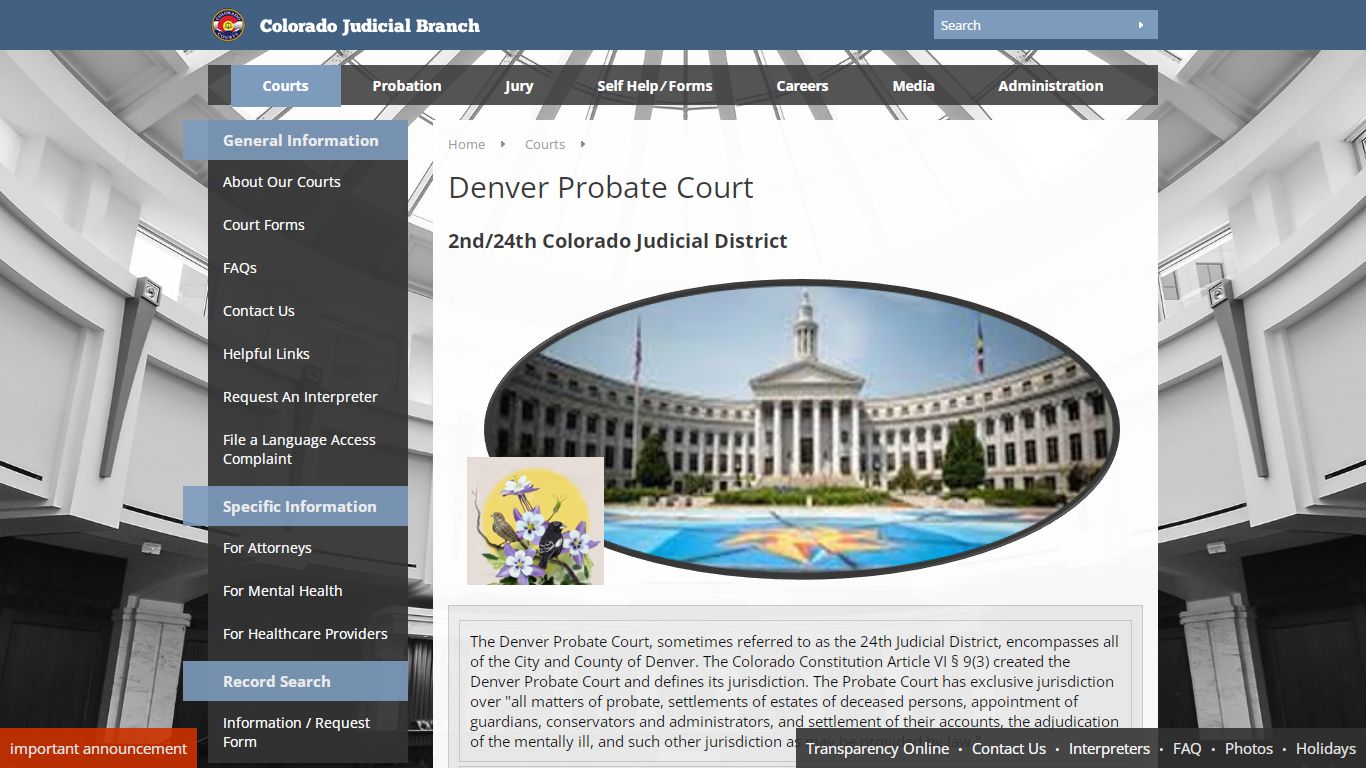 Colorado Judicial Branch - Courts - Denver Probate Court